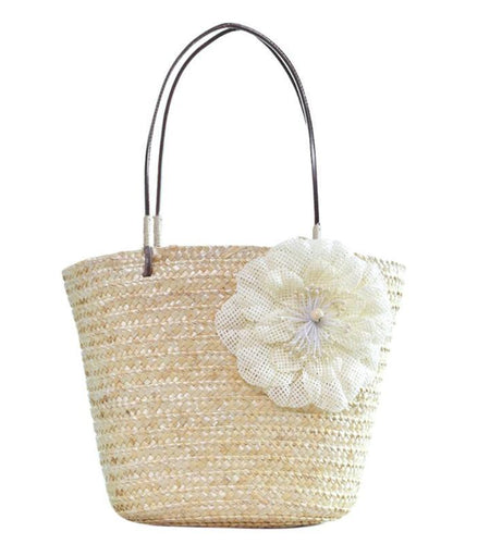 Summer Floral Bohemian Straw Woven Tote Bag-women-wanahavit-Beige-wanahavit