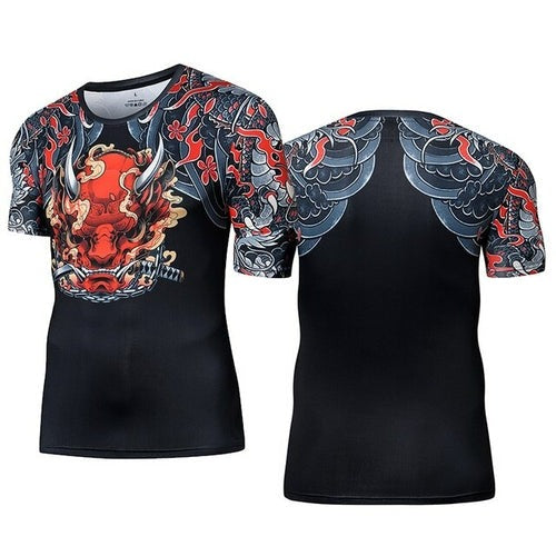3D Printed Tattoo Style Colorful Monster Shirt with Sleeve