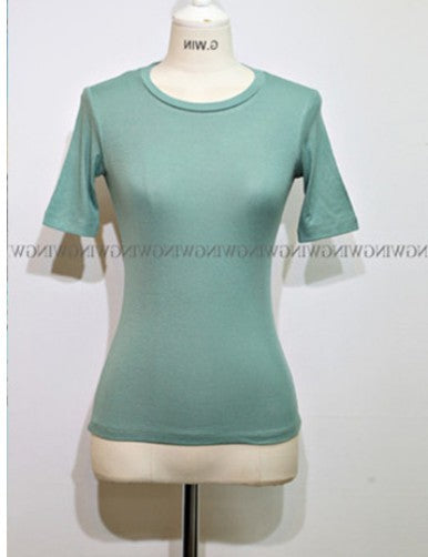 Solid Color Slim Fit Casual Cotton Tee Shirt