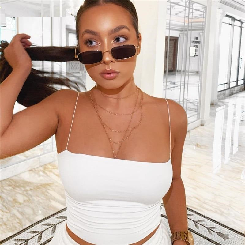 Summer New Fashion Crop Top Women Solid Slim Sexy Fitness Clothing Off Shoulder Strapless Cami Top Activewear