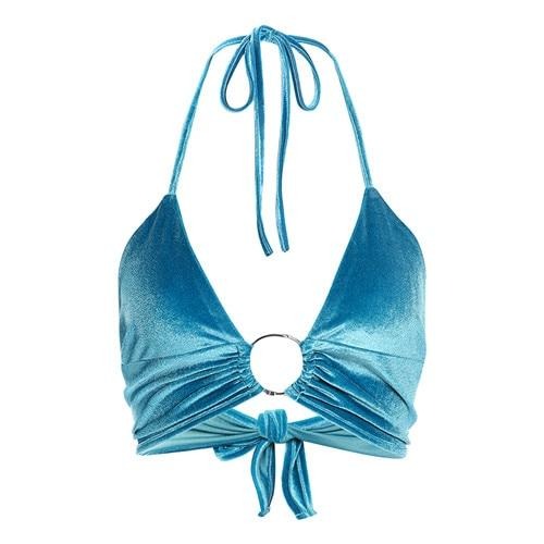 Load image into Gallery viewer, Blue Velvet Bikini Party Crop Top Women Rave Camisole Streetwear Backless Sexy Summer Tank Tops Holiday Beachwear
