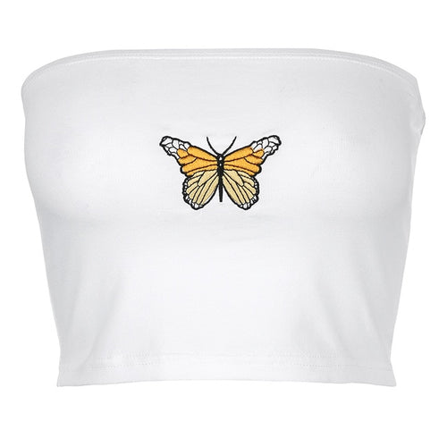 Load image into Gallery viewer, Butterfly Pattern Cute Tube Top Strapless Sexy Crop Tops Sleeveless
