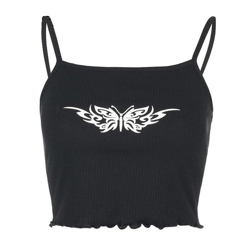 Load image into Gallery viewer, Butterfly Pattern Bralette Crop Top Slim Gothic Sleeveless
