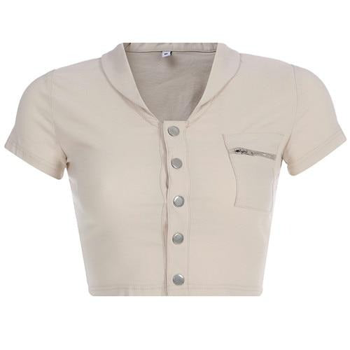 Load image into Gallery viewer, Khaki England Style Vintage Zipper Pocket Single-Breasted Turn-Down Collar Tees
