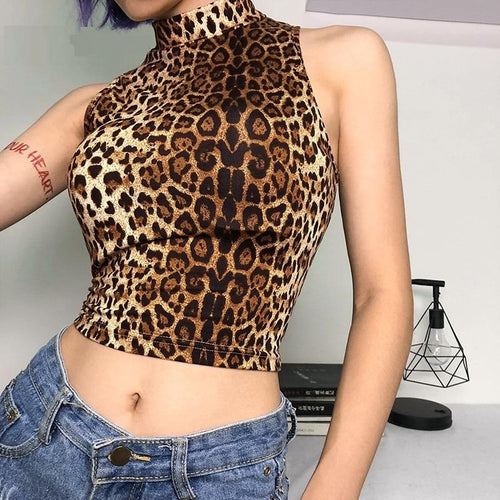 Load image into Gallery viewer, Leopard Print Summer Clubwear Crop Top Sexy Sleeveless
