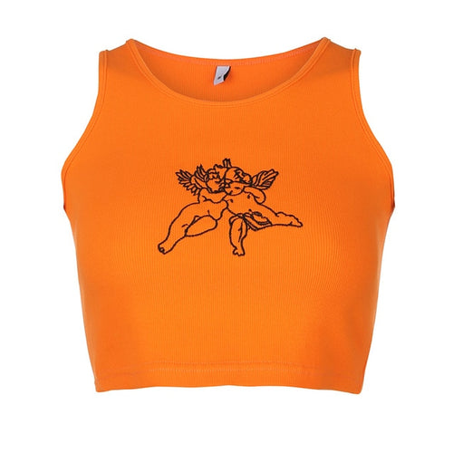 Load image into Gallery viewer, Tank Tops Sexy Fitness Angel Pattern Bralette Crop Top Sleeveless
