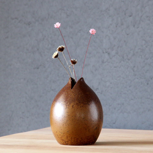 Load image into Gallery viewer, Japanese Modern Mini Ceramic Flower Vase-home accent-wanahavit-Brown-wanahavit
