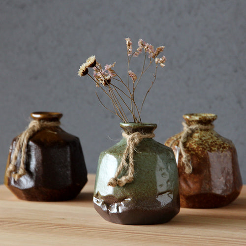 Load image into Gallery viewer, Japanese Ancient Mini Ceramic Flower Vase-home accent-wanahavit-Green-wanahavit
