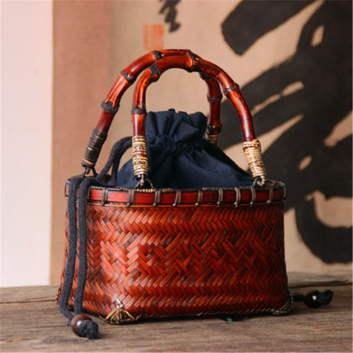 Load image into Gallery viewer, Chinese Style Rattan Woven Handbag with Bamboo Handle-women-wanahavit-Brown-wanahavit
