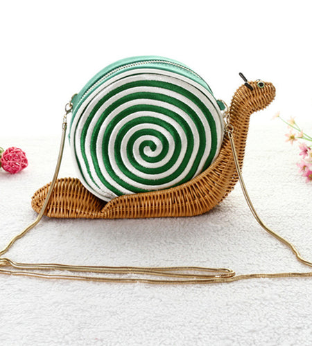 Snail ShapeCasual Clutch Rattan Handbag-women-wanahavit-Green-wanahavit