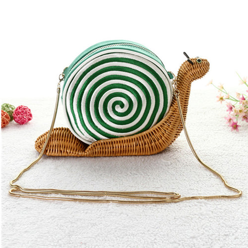 Load image into Gallery viewer, Snail ShapeCasual Clutch Rattan Handbag-women-wanahavit-Green-wanahavit
