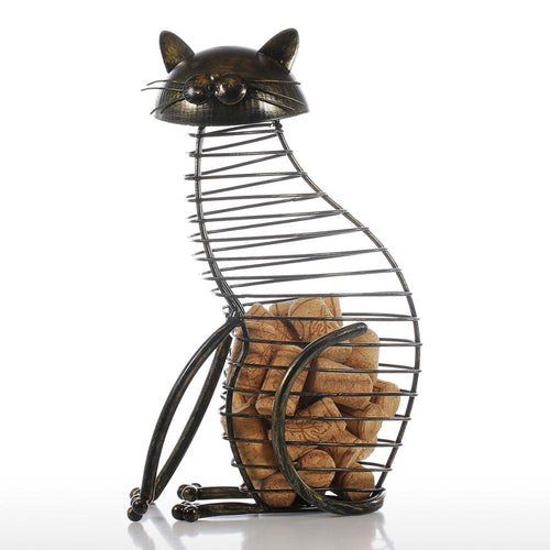 Load image into Gallery viewer, Iron Cat Figurine Bottle Cork Container-home accent-wanahavit-as picture-wanahavit
