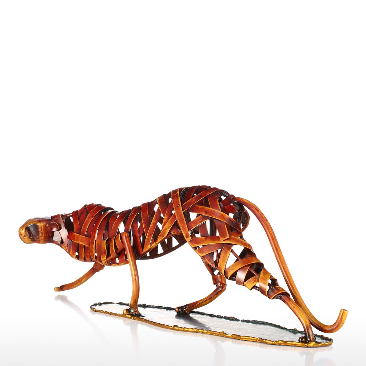 Metal Weaving Leopard Figurine-home accent-wanahavit-Orange-wanahavit
