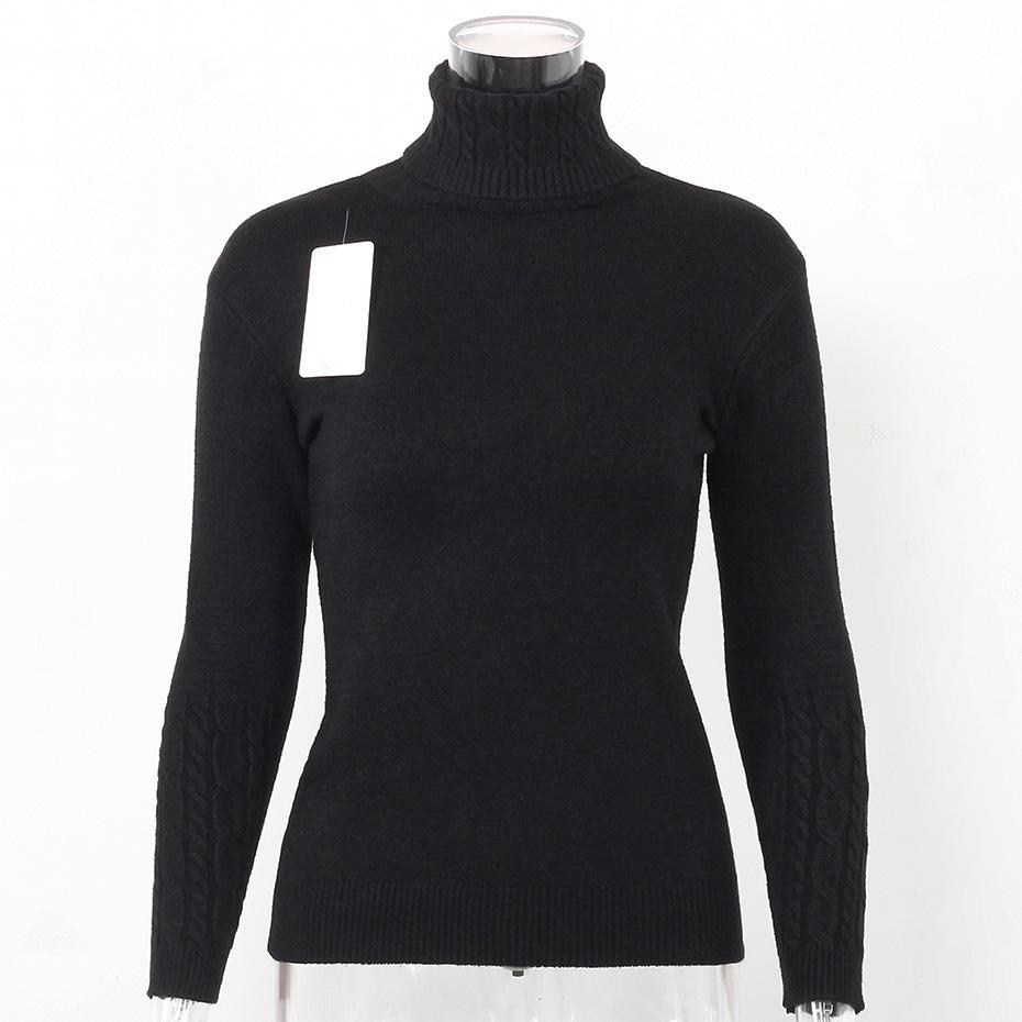 Turtleneck Knitted Slim Long Sleeve Sweater-women-wanahavit-Black-One Size-wanahavit