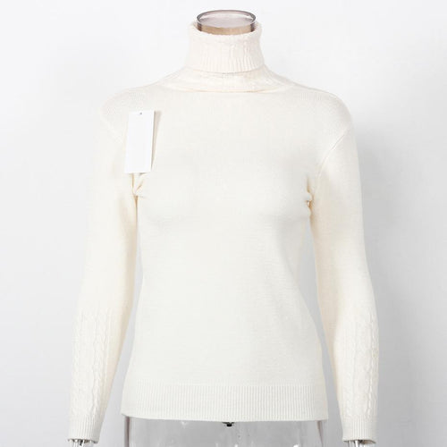 Load image into Gallery viewer, Turtleneck Knitted Slim Long Sleeve Sweater-women-wanahavit-White-One Size-wanahavit
