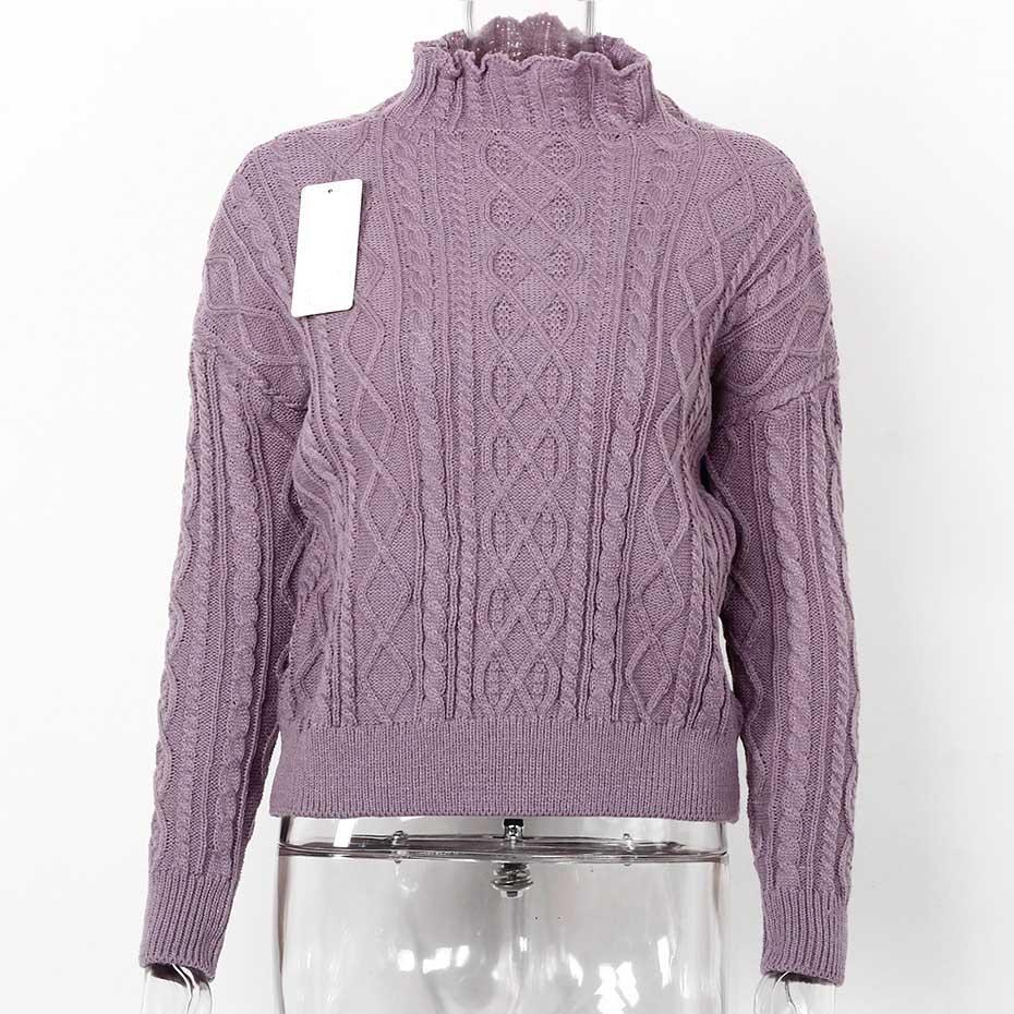 Turtleneck Thick Long Sleeve Casual Sweater-women-wanahavit-Purple-One Size-wanahavit