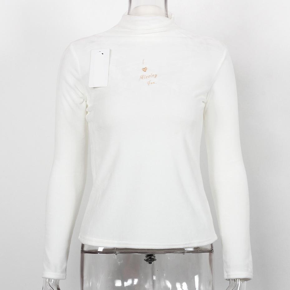 Turtleneck Velvet Long Sleeve Casual Slim Shirt-women-wanahavit-White-One Size-wanahavit