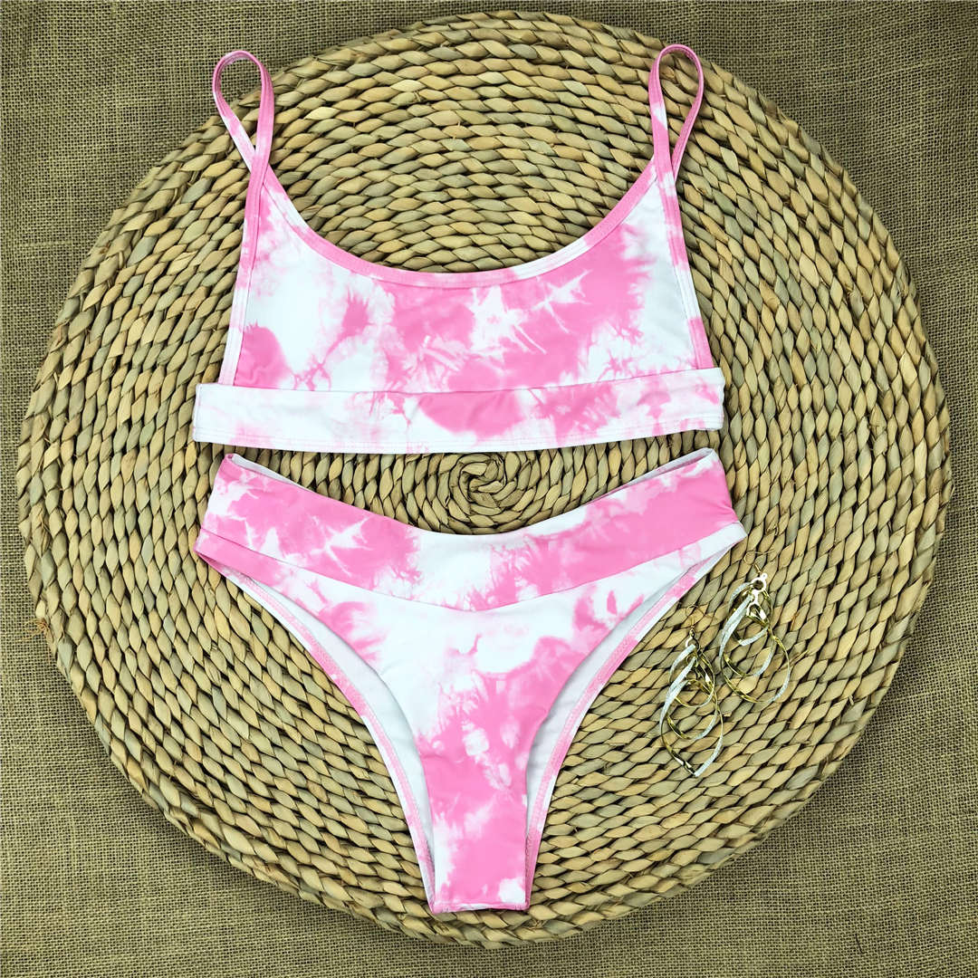 Sexy Tie Dye Bikini Women Swimwear Female Swimsuit Two-pieces Bikini set Padded Bather Bathing Suit Swim Wear V1913