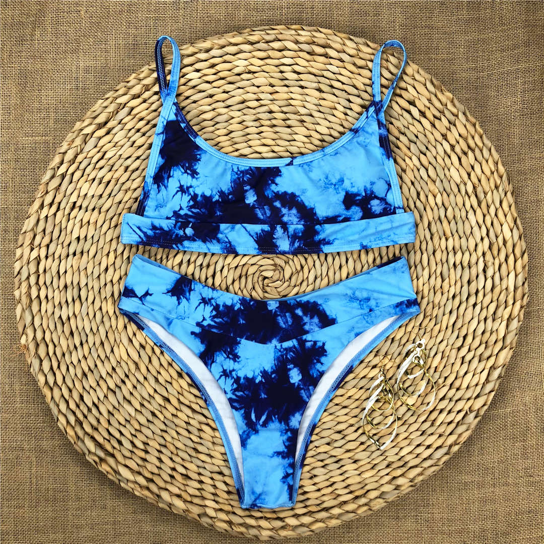 Sexy Tie Dye Bikini Women Swimwear Female Swimsuit Two-pieces Bikini set Padded Bather Bathing Suit Swim Wear V1913