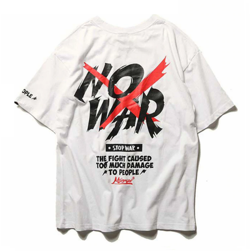 Load image into Gallery viewer, No War Printed Hip Hop Streetwear Loose Tees-wanahavit-White-Asian M-wanahavit
