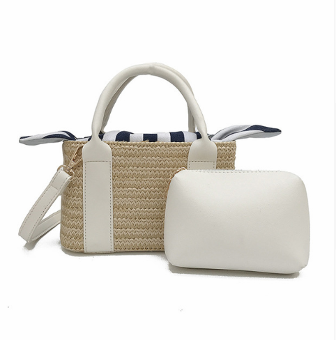 Summer Beach Straw Handbag and Purse-wanahavit-White-wanahavit