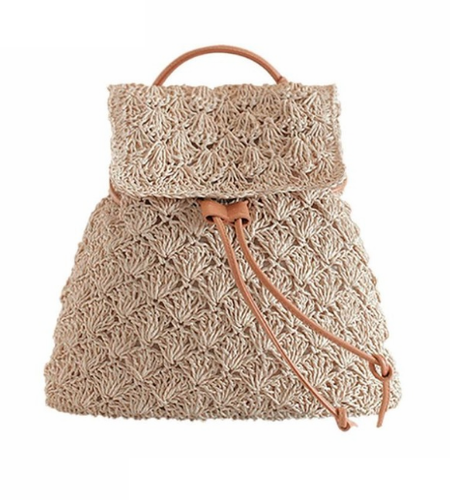 Drawstring Hollow Out Straw Knitted Tote Bag-women-wanahavit-wanahavit