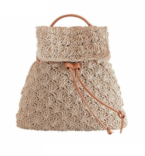 Load image into Gallery viewer, Drawstring Hollow Out Straw Knitted Tote Bag-women-wanahavit-wanahavit
