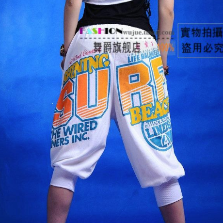 Surf Letter Printed Hip Hop Dance Loose Harem Pants-women-wanahavit-White-wanahavit