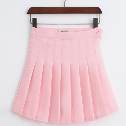 Load image into Gallery viewer, High Waist Solid Pleated Mini Skirts-women-wanahavit-Light Pink-M-wanahavit
