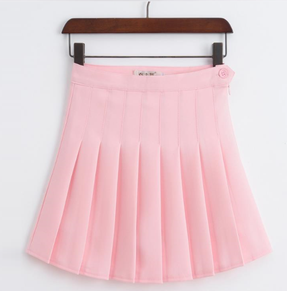 High Waist Solid Pleated Mini Skirts-women-wanahavit-Light Pink-M-wanahavit