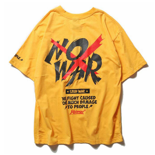 Load image into Gallery viewer, No War Printed Hip Hop Streetwear Loose Tees-wanahavit-Yellow-Asian M-wanahavit
