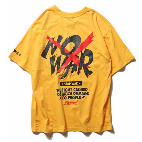 No War Printed Hip Hop Streetwear Loose Tees-wanahavit-Yellow-Asian M-wanahavit