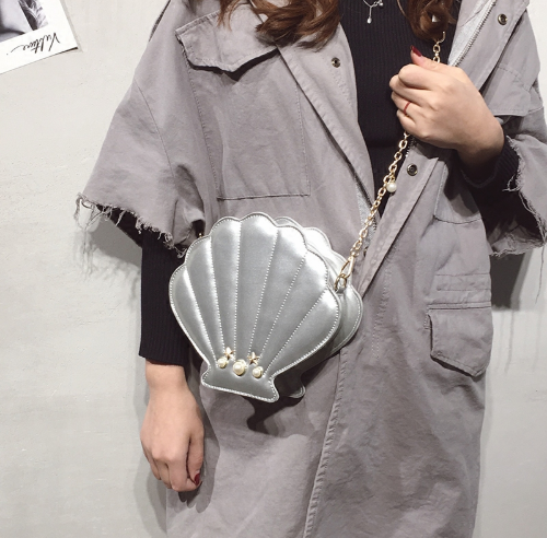 Load image into Gallery viewer, Pearl Flap Purse Lady Sea Shell Glossy Shoulder Bag-women-wanahavit-silver-(20cm&lt;Max Length&lt;30cm)-wanahavit
