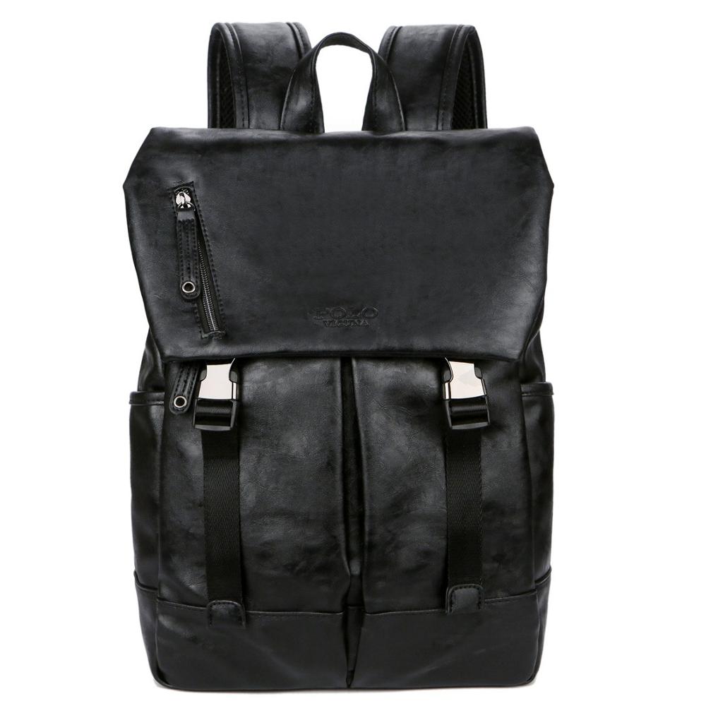 Large Capacity Double Snapper Leather Backpack-men-wanahavit-black-wanahavit