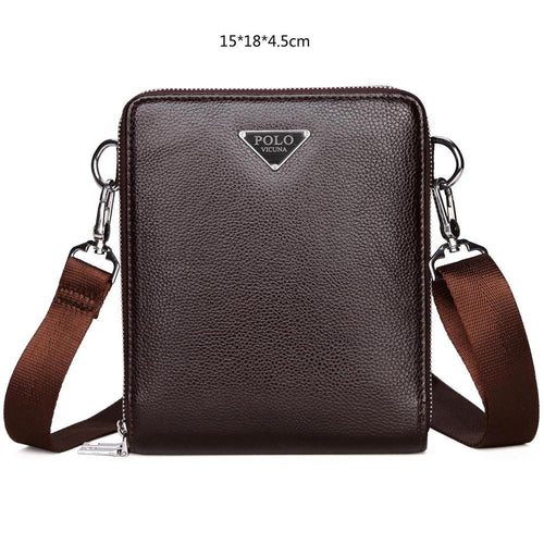 Load image into Gallery viewer, Double Pocket Leather Shoulder Bag-men-wanahavit-small brown-wanahavit
