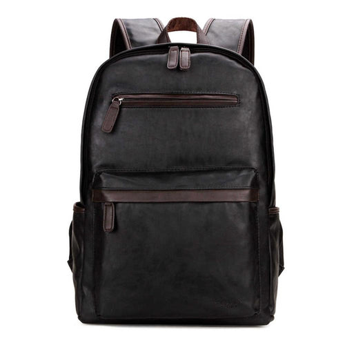 Load image into Gallery viewer, Trendy Silt Pocket Leather Laptop Backpack-men-wanahavit-Black-wanahavit
