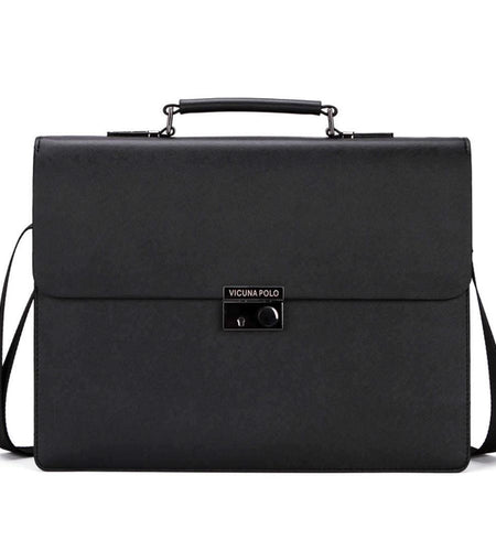 Snapper Businessmen Hard Leather Briefcase-men-wanahavit-Black-wanahavit
