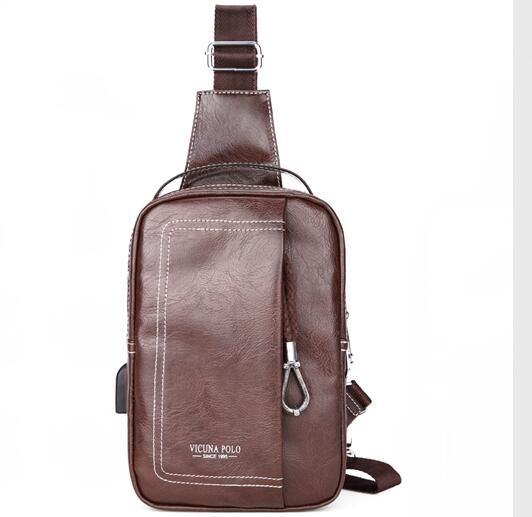 Double Pocket Leather Shoulder Bag with Charging Port-men-wanahavit-brown-wanahavit