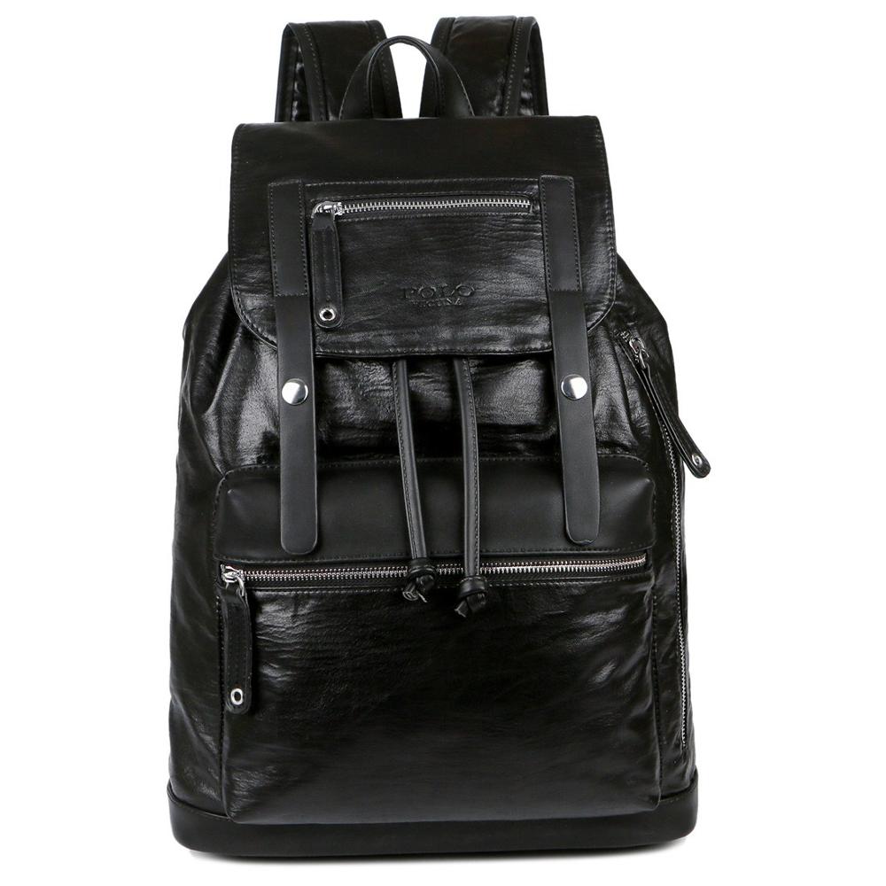Two Color Accent Drawstring Leather Backpack for men - wanahavit