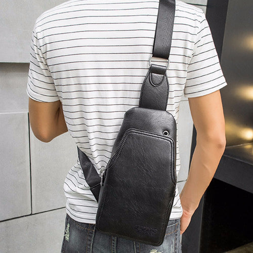 Load image into Gallery viewer, Luxurious PU Shoulder Bag with Headphone Outlet-men-wanahavit-Black-wanahavit
