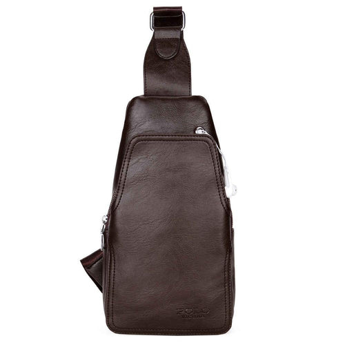 Load image into Gallery viewer, Luxurious PU Shoulder Bag with Headphone Outlet-men-wanahavit-Brown-wanahavit
