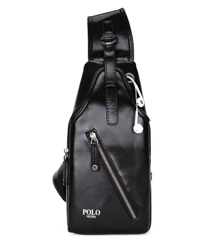 Elegant PU Leather Shoulder Bag with Headphone Outlet-men-wanahavit-Black-wanahavit