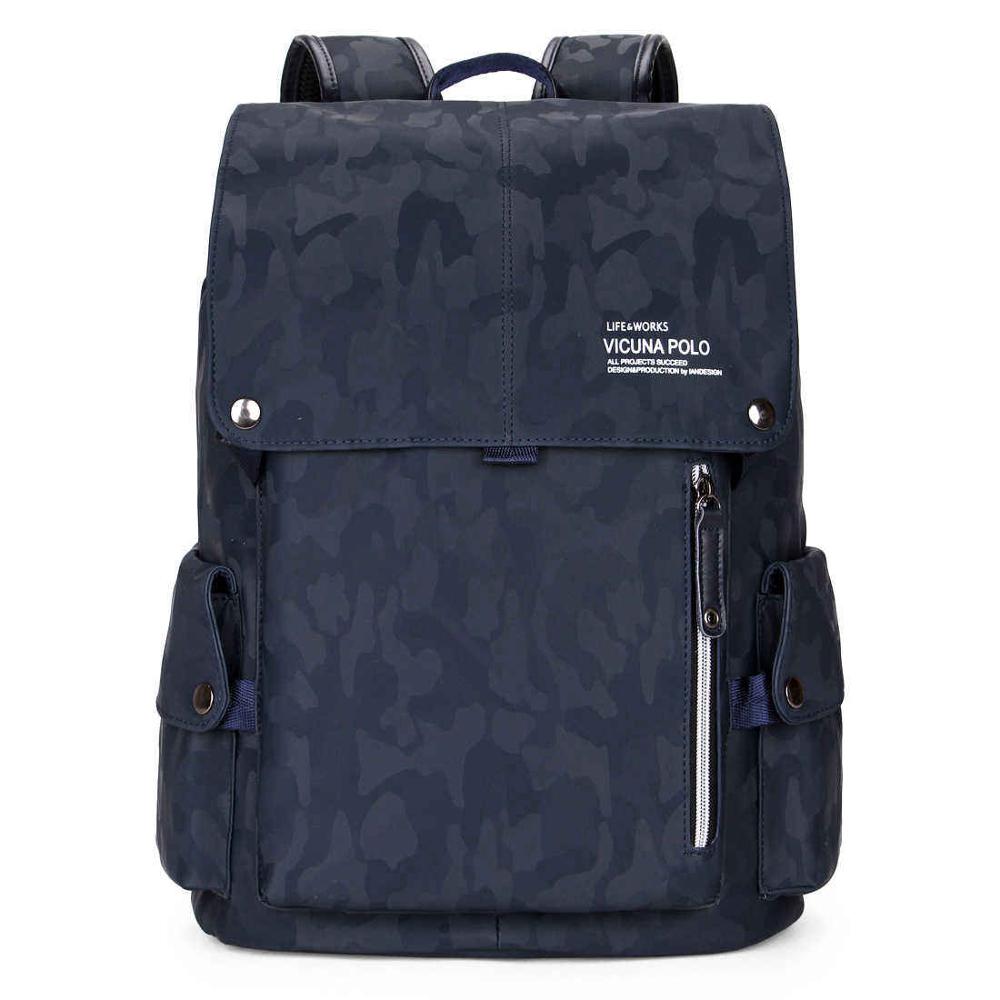 Camouflage Pattern Leather Drawstring Backpack-men-wanahavit-blue without USB-wanahavit