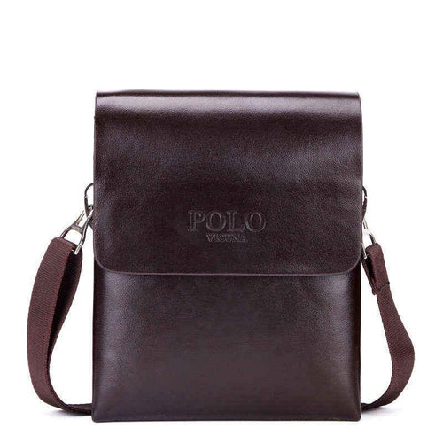 Solid Double Pocket Soft Leather Shoulder Bag for men - wanahavit