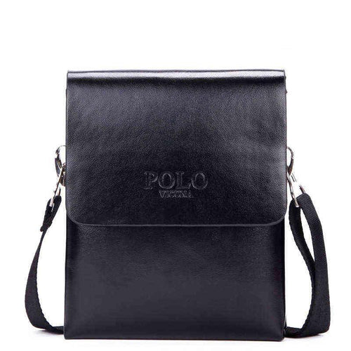 Solid Double Pocket Soft Leather Shoulder Bag for men - wanahavit