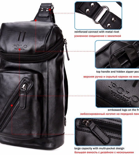 Multi Pocket PU Leather Shoulder Bag-men-wanahavit-Black-wanahavit