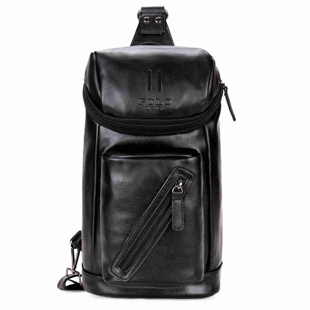 Multi Pocket PU Leather Shoulder Bag-men-wanahavit-Black-wanahavit