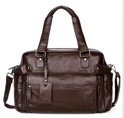 Load image into Gallery viewer, Large Capacity Leather Travel Bag with Front Pocket-men-wanahavit-brown-wanahavit
