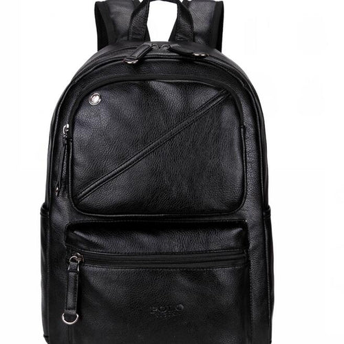 Load image into Gallery viewer, Leather Air Cushioned Backpack with Headphone Outlet-men-wanahavit-black-wanahavit
