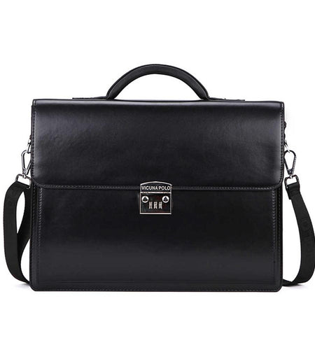 Code Locked Luxury Businessmen Leather Briefcase-men-wanahavit-Black-wanahavit